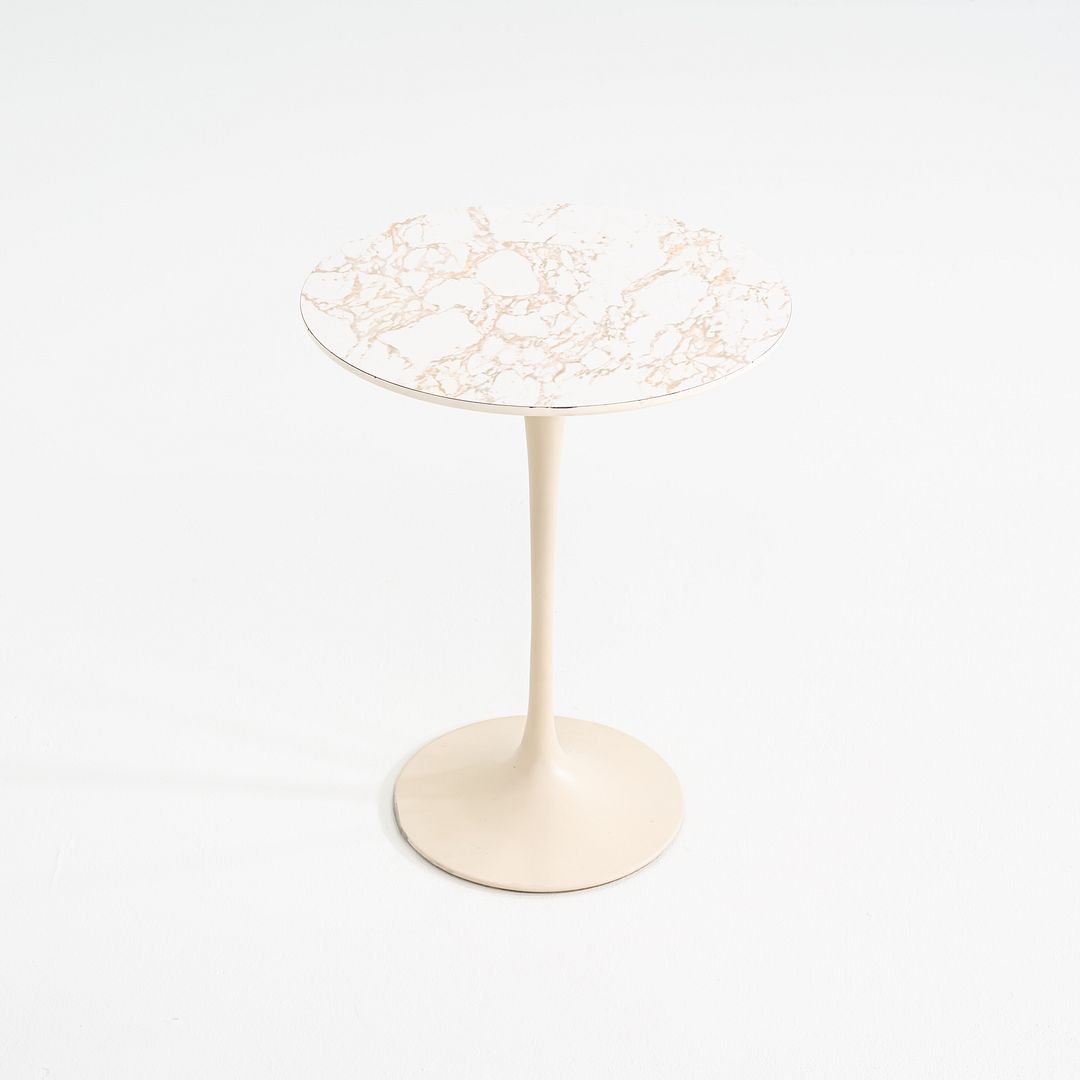 1960s Eero Saarinen for Knoll Pedestal Tulip Side Table w/ Faux Marble Laminate