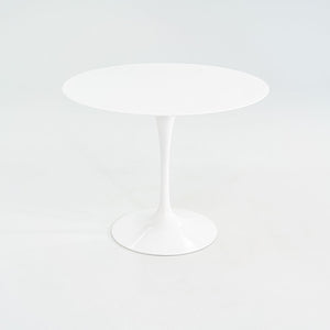 2017 Eero Saarinen For Knoll Tulip Dining Table with 35 inch Vetro Bianco Top and White Base, in Box 3x Available
