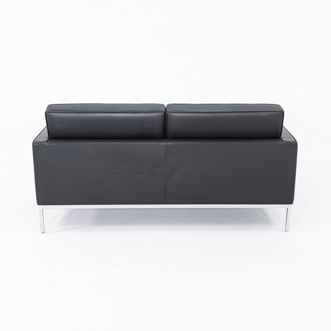 2013 Florence Knoll Two Seat Settee / Sofa in Black Leather and Chrome