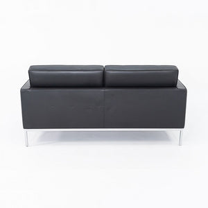 2013 Florence Knoll Two Seat Settee / Sofa in Black Leather and Chrome