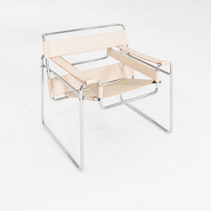 1970s Marcel Breuer for Knoll / Gavina Wassily Lounge Chair in New Cream Leather