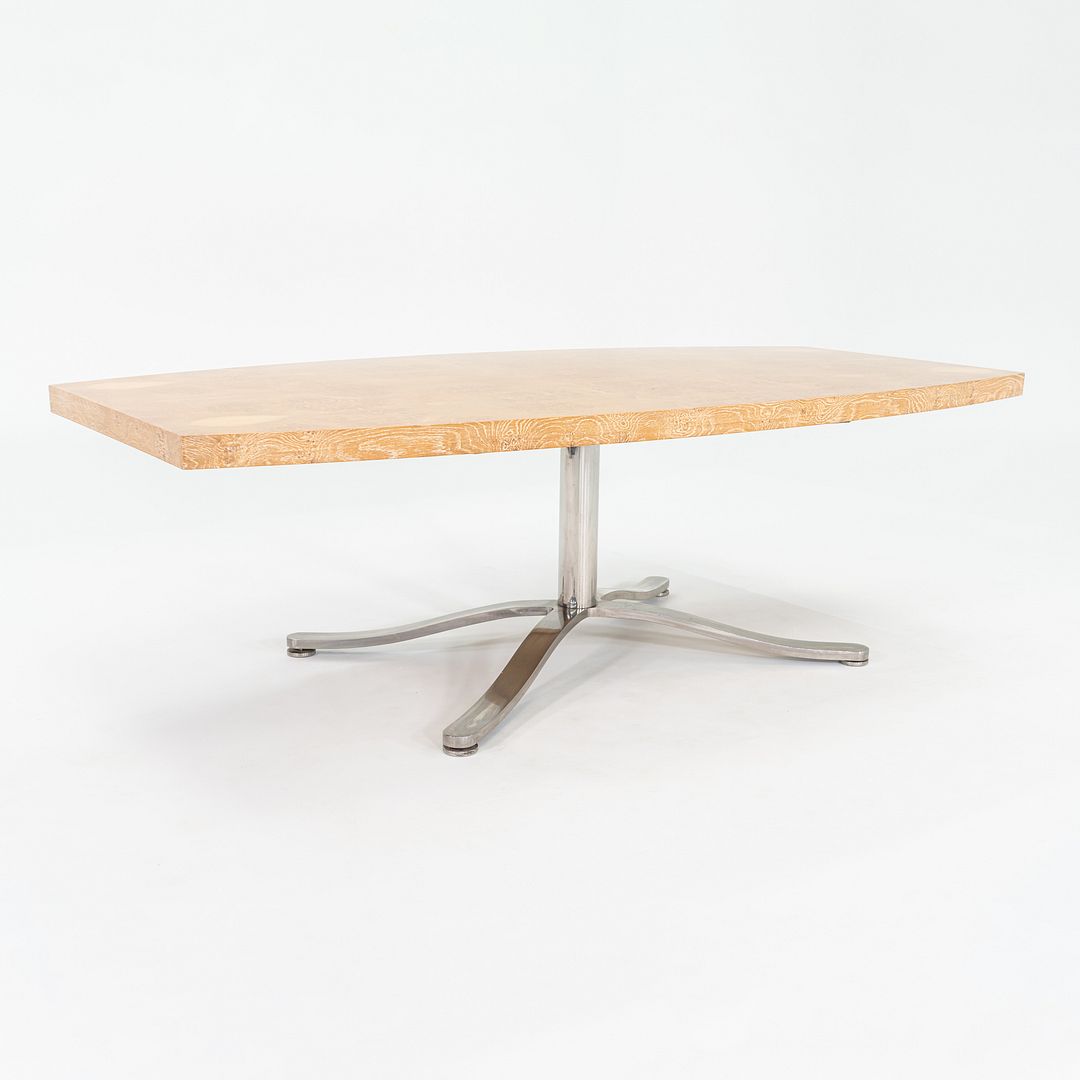 2004 Nicos Zographos Custom Burled Oak Conference Table w/ Stainless Steel Base