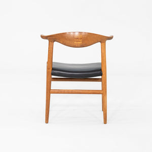 1960s Hans Wegner for Johannes Hansen JH505 Cow Horn Chair Oak w/ Black Leather