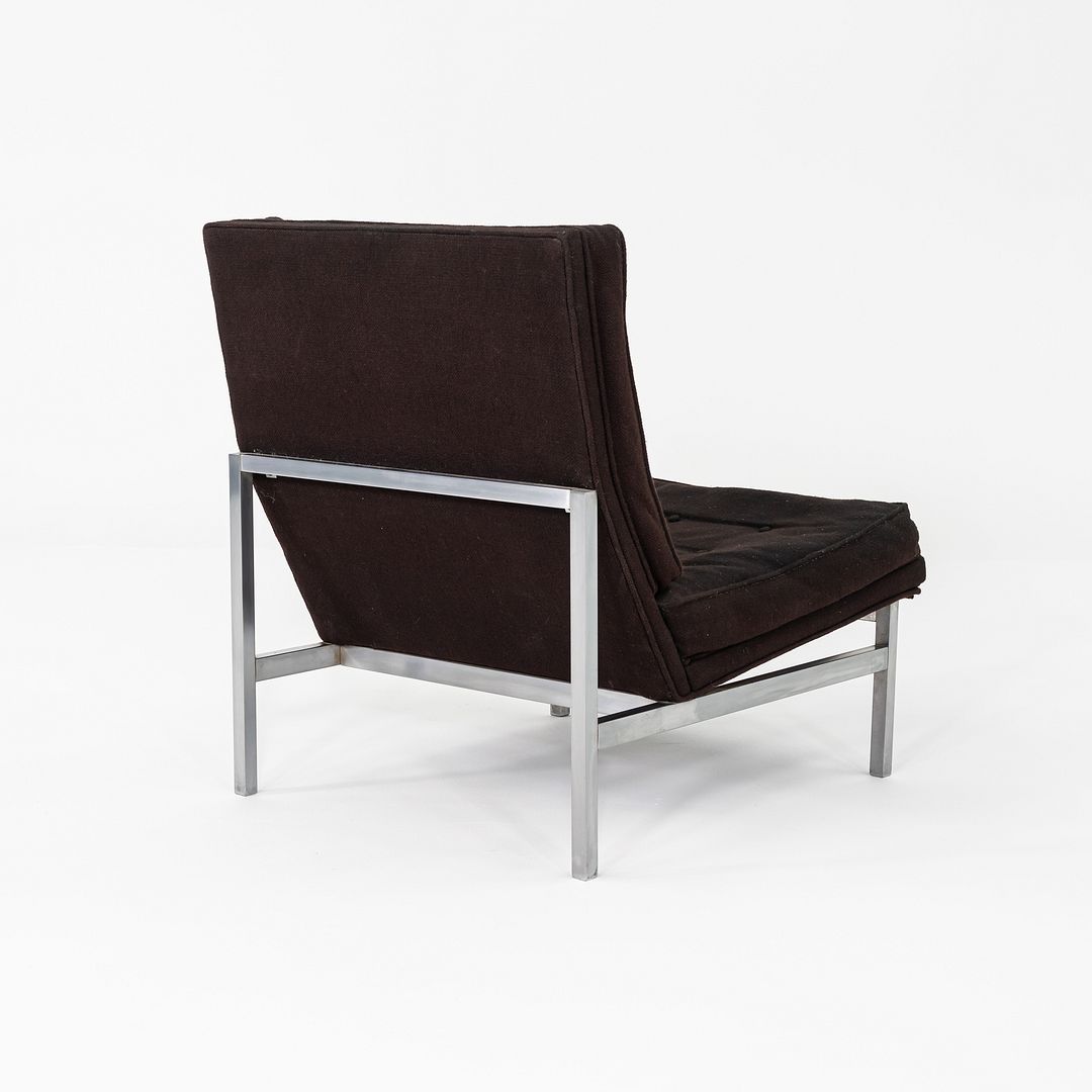 1960s Florence Knoll Armless Slipper Lounge Chair Upholstered in Black Fabric