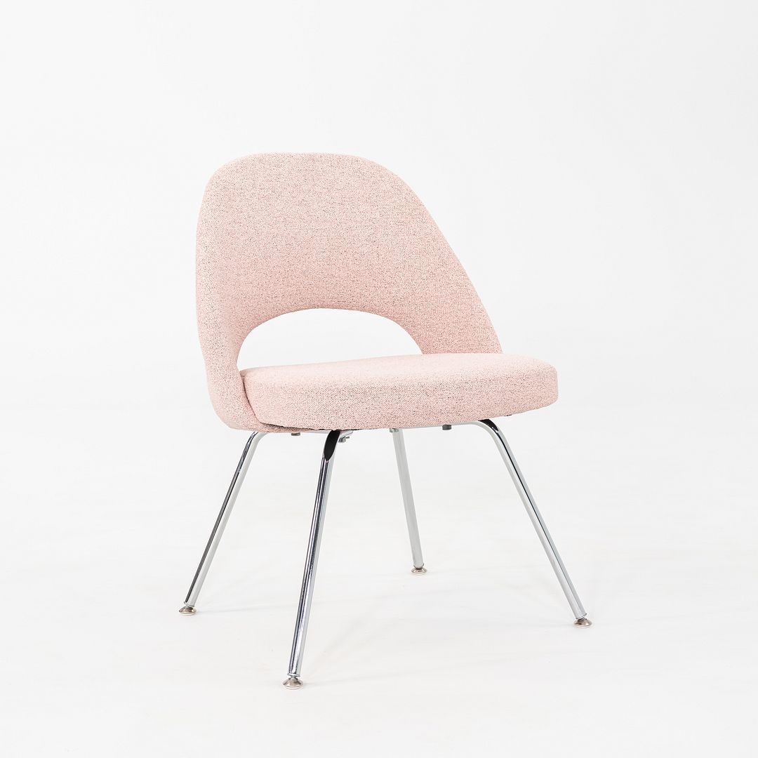 2010s Pair of Eero Saarinen for Knoll Armless Executive Dining Chair Pink Fabric
