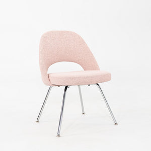 2010s Pair of Eero Saarinen for Knoll Armless Executive Dining Chair Pink Fabric