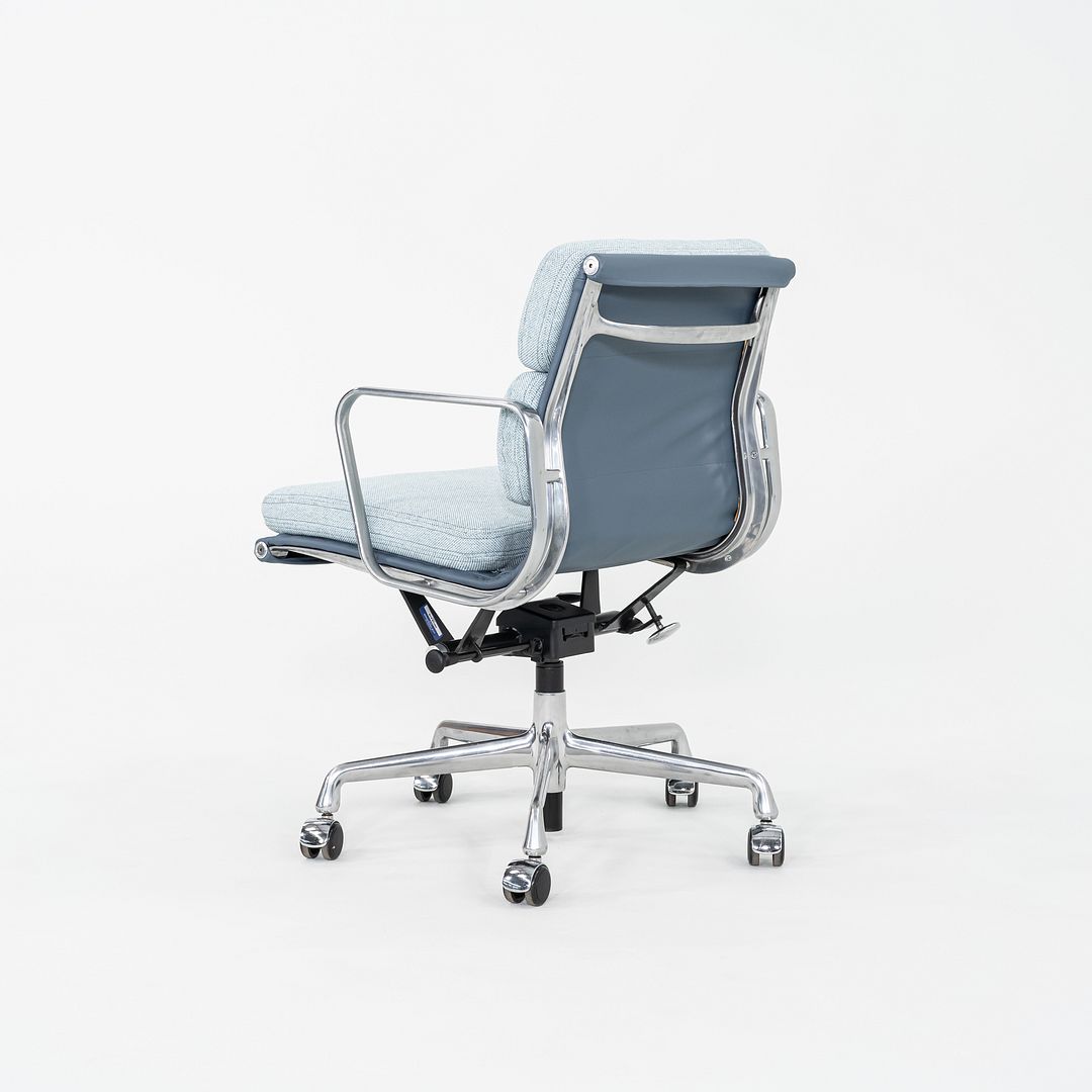 2010s Herman Miller Eames Soft Pad Management Desk Chair Blue Fabric & Leather