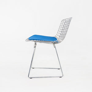 2000s Set of Five Harry Bertoia for Knoll Chrome Dining Chairs w/ Blue Cushions