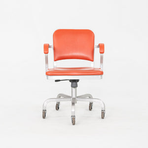 C. 2021 Jasper Morrison for Emeco Navy Officer Desk Chair in Brushed Aluminum and Orange Vinyl 19x Available