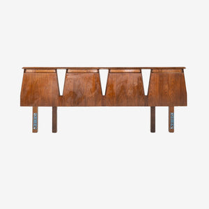 1960s Helen and Hobey Baker King Size Modern Headboard in Walnut 96x38 Inches