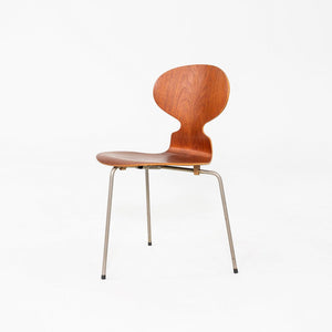 1960s Set of Four Arne Jacobsen for Fritz Hansen Ant Chairs Teak w/ Steel Legs