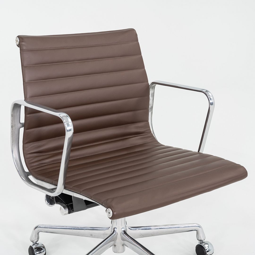 SOLD 2010s Herman Miller Eames Aluminum Group Management Desk Chair in Brown Leather
