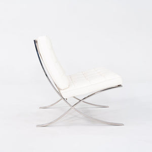 1960s Mies van der Rohe for Knoll Barcelona Lounge Chair in Sabrina White & Stainless Fully Restored
