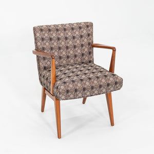 1960s Set of Seven Jens Risom Design Model C-108 Dining Arm Chairs in Walnut and Fabric
