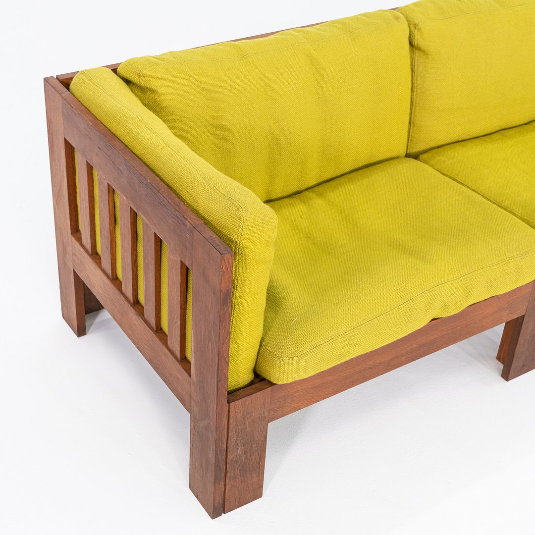 1975 Tage Poulsen Sofa w/ Lime Green Fabric Cushions for CI Designs in Oak