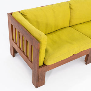 1975 Tage Poulsen Sofa w/ Lime Green Fabric Cushions for CI Designs in Oak