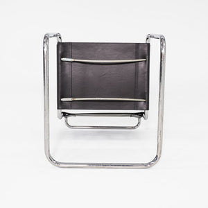 1980s Pair of Mart Stam Thonet S34 Cantilever Dining Chairs New Black Leather