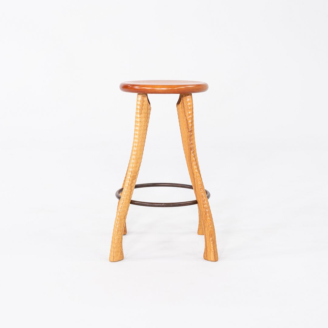 1990s Brad Smith Bradford Woodworking Studio Craft Ax Counter Stool Cherry & Ash