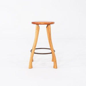 1990s Brad Smith Bradford Woodworking Studio Craft Ax Counter Stool Cherry & Ash