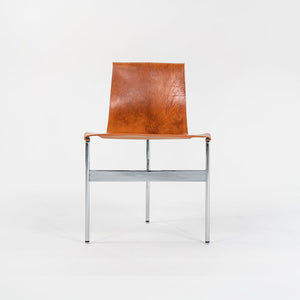 Set of Four Made to Order Gratz TG-10 Sling Dining Chairs Tan Leather & Chrome