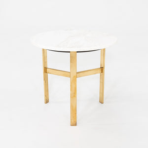 1970s Jacob Epstein Cumberland Side / End Table w/ Bronze Base & Marble Top 22"