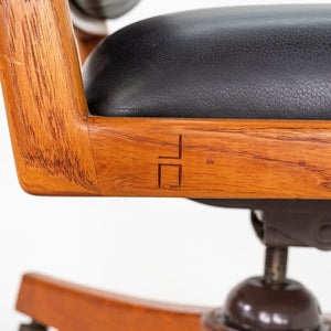 1970s Studio Crafted Executive Desk Chair by John Nyquist Teak w/ Black Leather