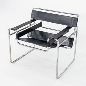 1970s Marcel Breuer for Knoll Wassily Lounge Chair in Black Leather 2x Available