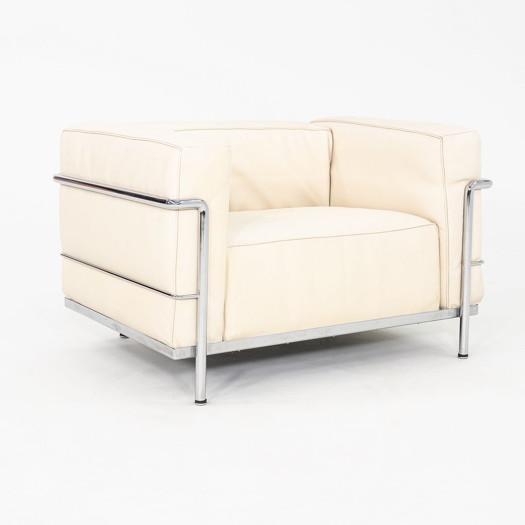 2000s Le Corbusier Jeanneret Perriand for Cassina LC3 Club Lounge Chair in Ivory