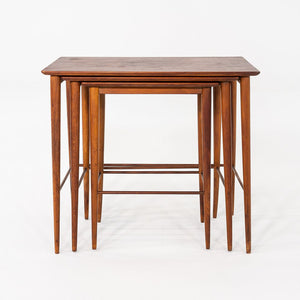 1970s Set of Three Danish Teak Nesting Tables with Clean Lines, Made in Denmark