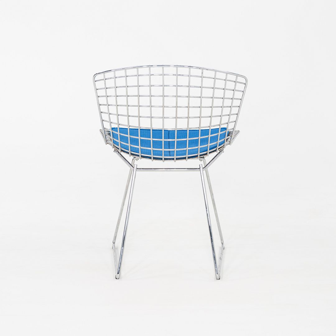 2000s Set of Five Harry Bertoia for Knoll Chrome Dining Chairs w/ Blue Cushions
