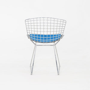 2000s Set of Five Harry Bertoia for Knoll Chrome Dining Chairs w/ Blue Cushions