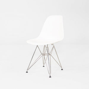 2015 Set of Six Eames DSR Plastic Shell Chairs in White with Steel Eiffel Base