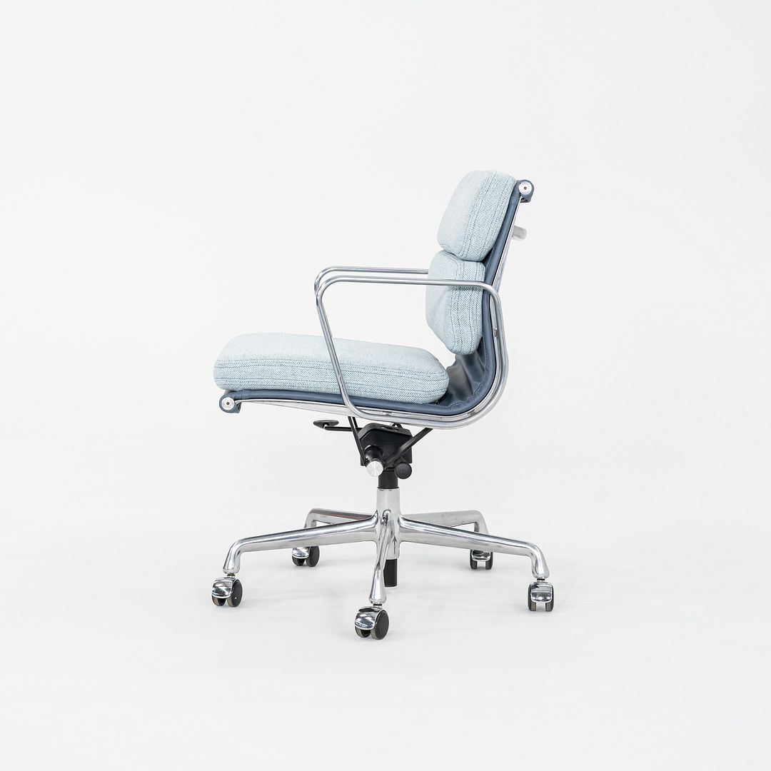 2010s Herman Miller Eames Soft Pad Management Desk Chair Blue Fabric & Leather