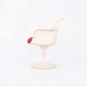 1964 Eero Saarinen for Knoll Tulip Dining Arm Chair with Red Upholstered Cushion