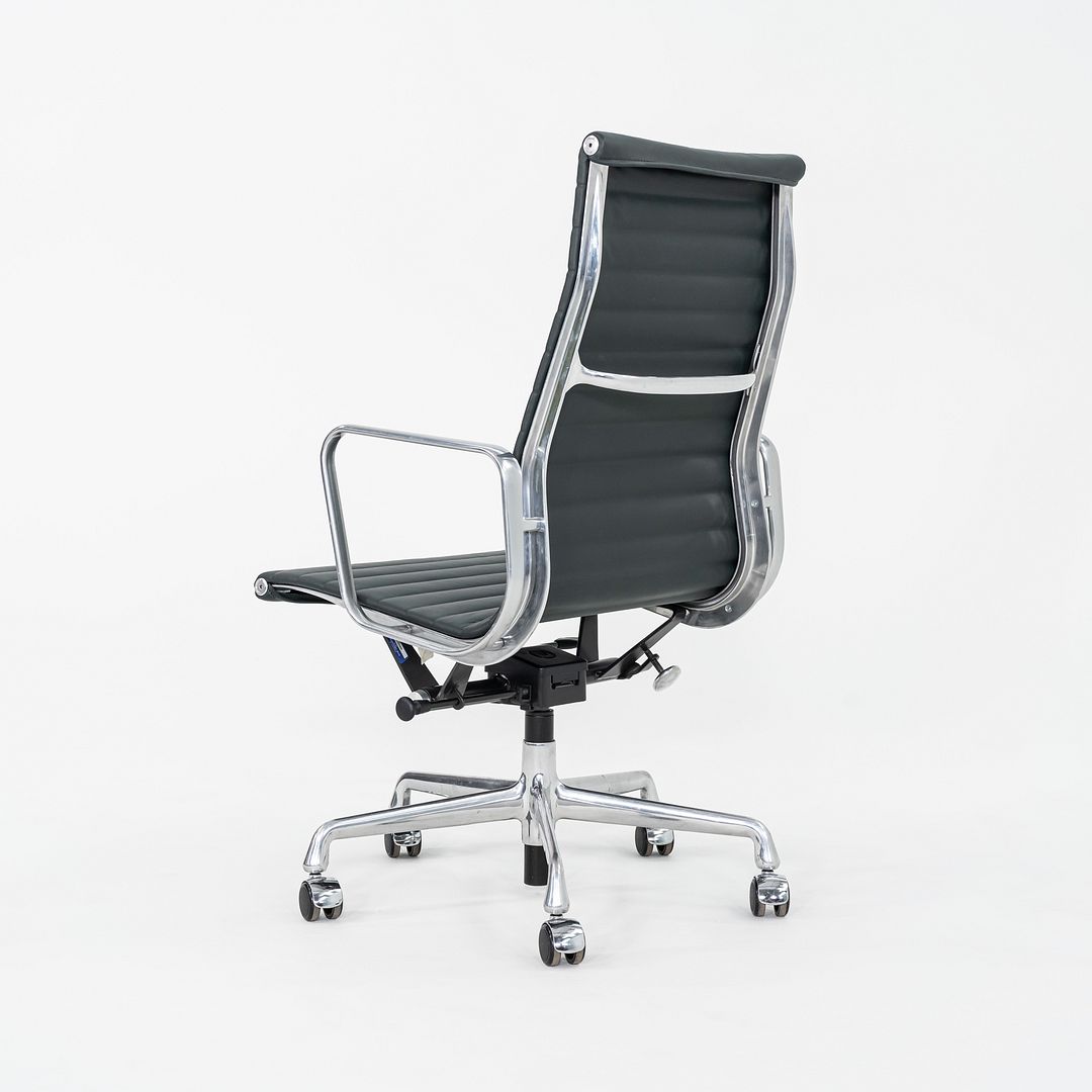 2010s Herman Miller Eames Aluminum Group Executive Desk Chair Dark Green Leather