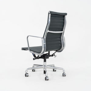 2010s Herman Miller Eames Aluminum Group Executive Desk Chair Dark Green Leather