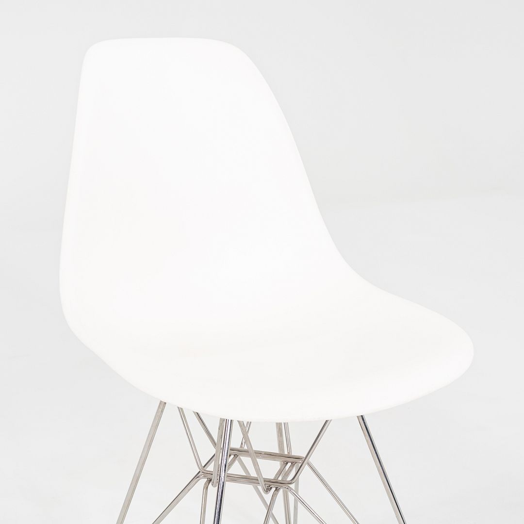 2015 Set of Six Eames DSR Plastic Shell Chairs in White with Steel Eiffel Base