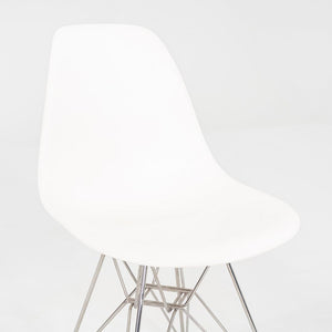 2015 Set of Six Eames DSR Plastic Shell Chairs in White with Steel Eiffel Base