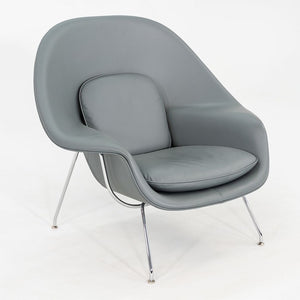 2010s Eero Saarinen for Knoll Medium Womb Lounge Chair in Grey Leather 3x Avail