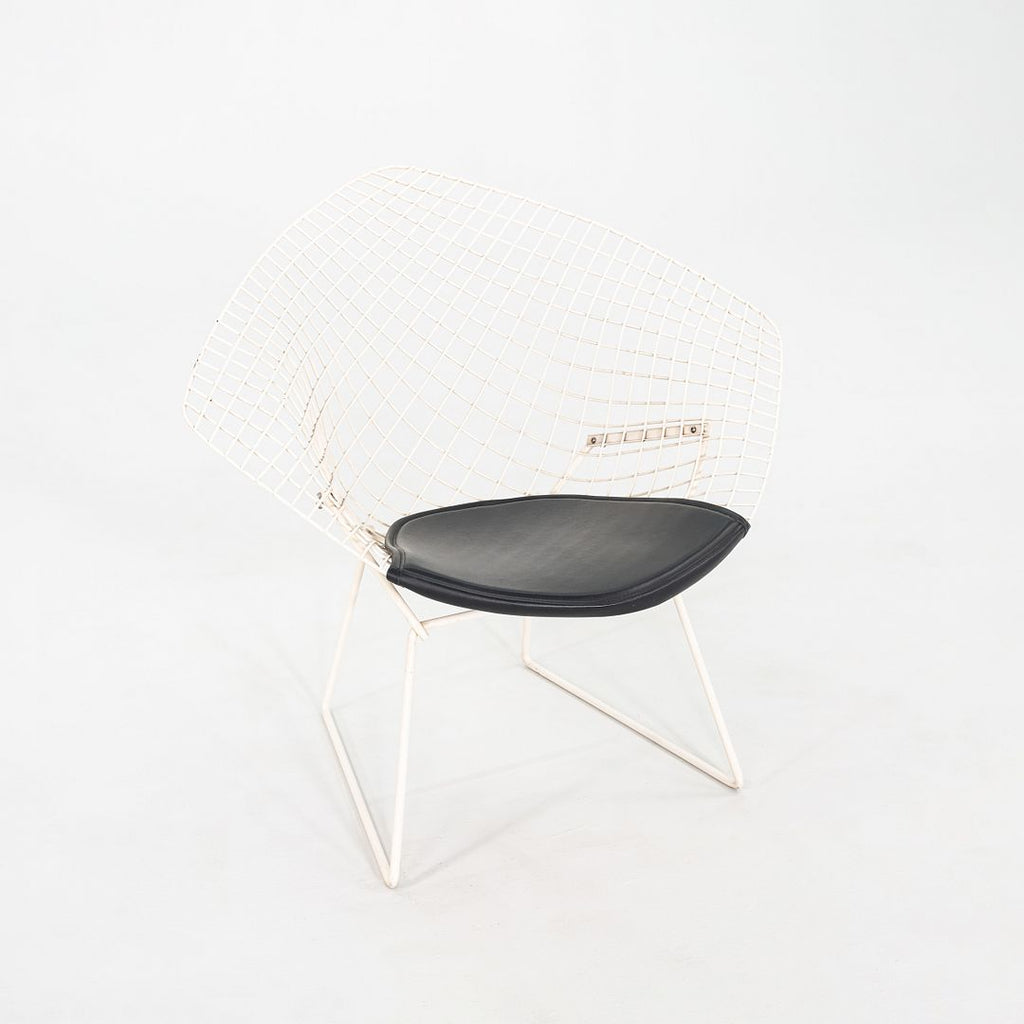 1960s Harry Bertoia for Knoll Diamond Lounge Chair w/ Black Leather Seat Cushion