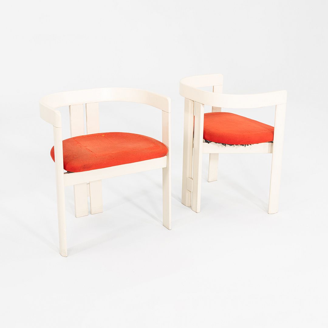1970s Pair of Pigreco Dining Arm Chairs in Orange Tobia Scarpa for Gavina/Knoll