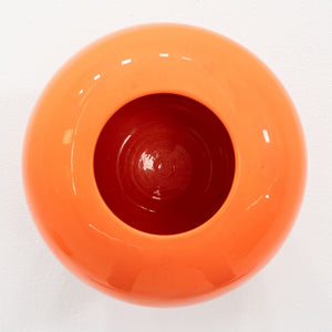 1970s Italian Porcelain Ginger Jar Vessel with Coordinating Top in Orange 10"