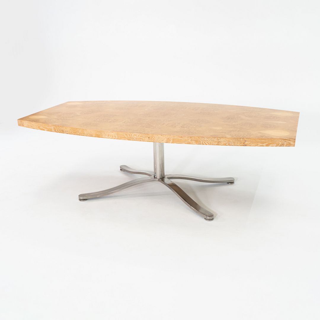 2004 Nicos Zographos Custom Burled Oak Conference Table w/ Stainless Steel Base