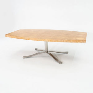 2004 Nicos Zographos Custom Burled Oak Conference Table w/ Stainless Steel Base