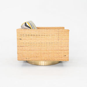 1977 Pair of Harvey Probber Cube Swivel Lounge Chairs in Woven Latania Palm Cane