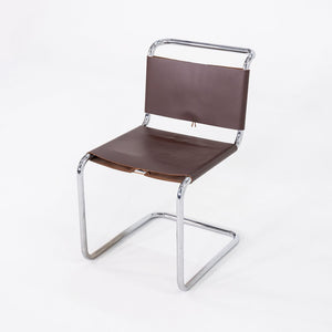 SOLD 1960s Set of Six Marcel Breuer for Knoll B33 Spoleto Dining Chairs in Brown Leather