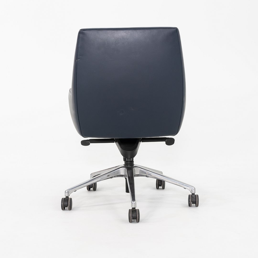 2010s Bernhardt Design Cardan Leather Desk Chair Upholstered in Blue Leather