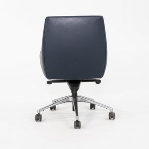 2010s Bernhardt Design Cardan Leather Desk Chair Upholstered in Blue Leather