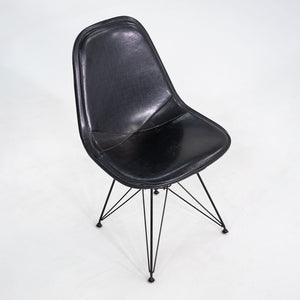 C. 1954 Herman Miller Eames DKR-1 Wire Dining Side Chair with Black Naugahyde