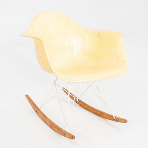 1953 Herman Miller Eames RAR Rocking Chair Yellow Fiberglass Shell & White Base